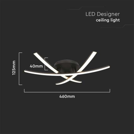 LED-kattovalaisin LED/20W/230V 3000K musta