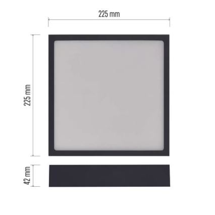 LED Kattovalaisin NEXXO LED/21W/230V 3000/3500/4000K 22,5x22,5 cm musta