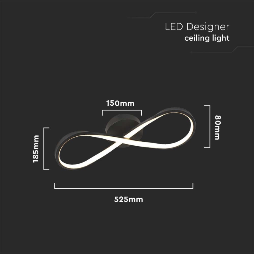 LED-kattovalaisin LED/24W/230V 3000K musta