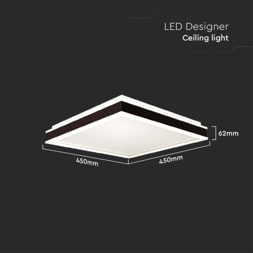 LED-kattovalaisin LED/24W/230V 4000K 45x45 cm musta