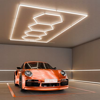 LED Kattovalaisin HEXAGON LED/384W/85-265V 4000K 484x243 cm CRI 90 IP54 valkoinen