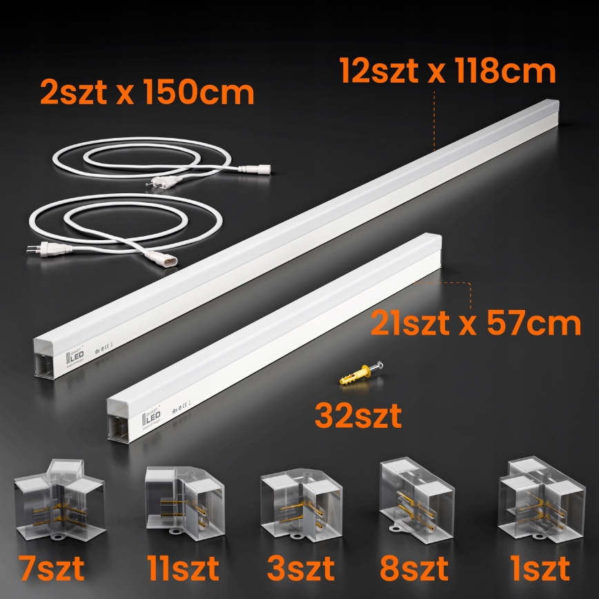 LED Kattovalaisin HEXAGON LED/384W/85-265V 4000K 484x243 cm CRI 90 IP54 valkoinen