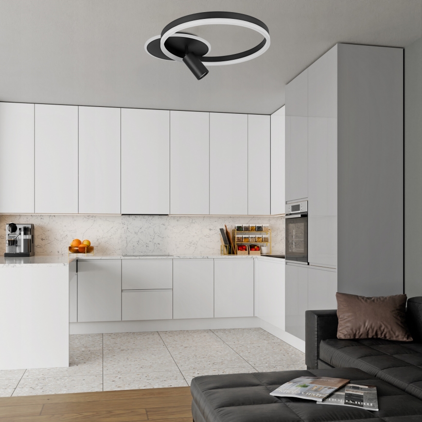 LED-kattovalaisin LED/38W/230V + 1xGU10/30W musta