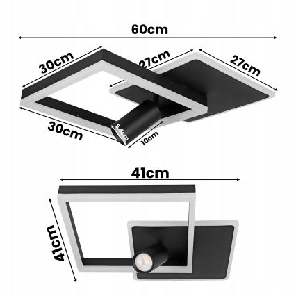 LED-kattovalaisin LED/38W/230V + 1xGU10/30W musta