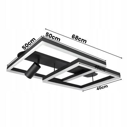 LED Kattovalaisin LED/38W/230V + 1xGU10/30W musta
