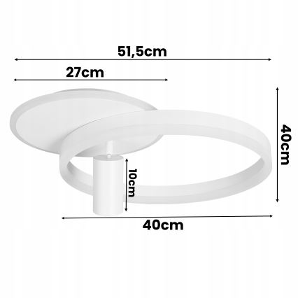LED-kattovalaisin LED/38W/230V + 1xGU10/30W valkoinen