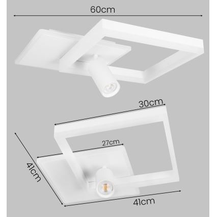 LED Kattovalaisin LED/38W/230V + 1xGU10/30W valkoinen