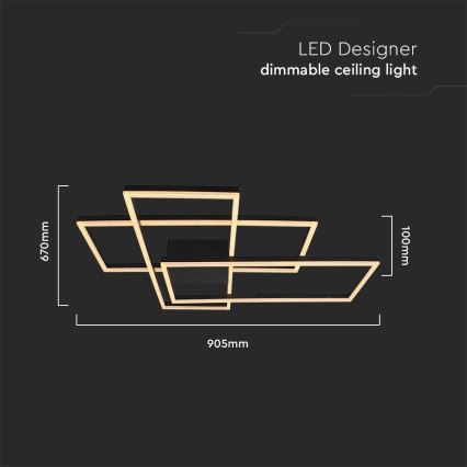 LED-kattovalaisin LED/47W/230V 3000K musta