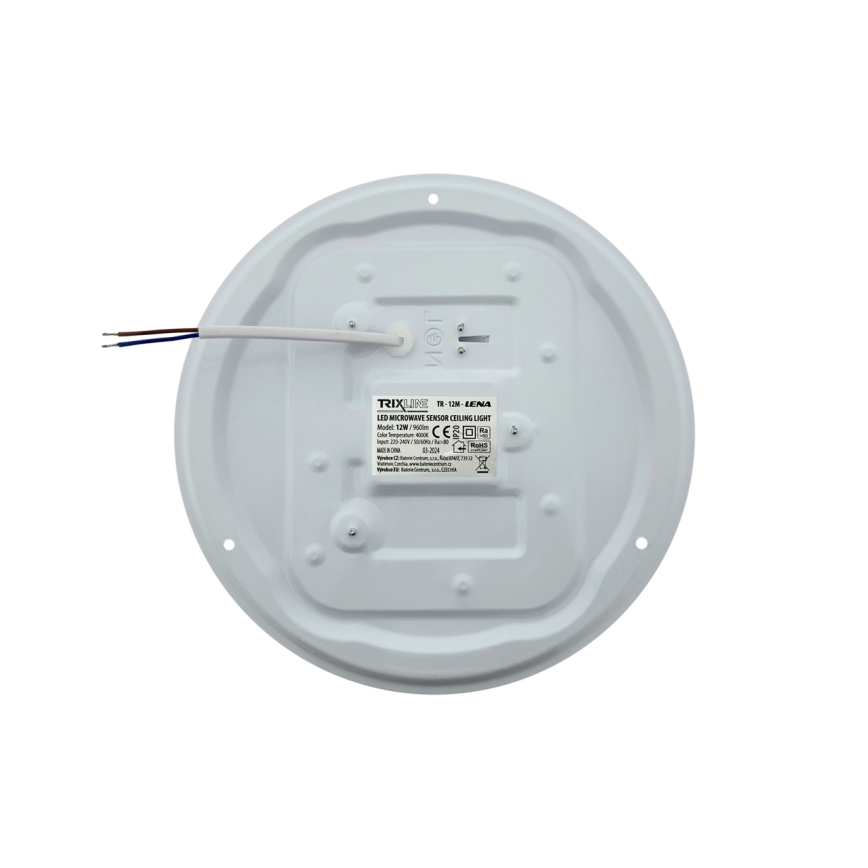 LED-kattovalaisin LENA liiketunnistimella, LED/12W/230V, halkaisija 25,7 cm, valkoinen