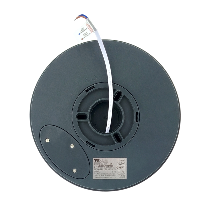 LED-kattovalaisin kylpyhuoneeseen liiketunnistimella LED/20W/230V 3000/4000/6500K Ø 23 cm IP54 antrasiitti