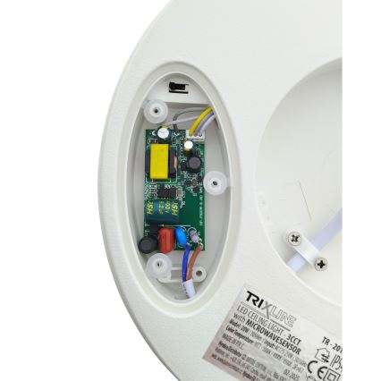 LED-kattovalaisin kylpyhuoneeseen liiketunnistimella LED/20W/230V 3000/4000/6500K halkaisija 23 cm IP54 valkoinen