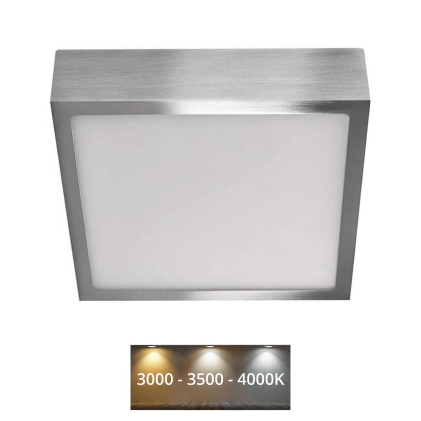 LED-kattovalaisin NEXXO LED/12,5W/230V 3000/3500/4000K 17x17 cm kiiltävä kromi