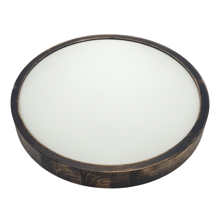 LED-kattovalaisin OAK SMOKY SLIM, 36 W, 230 V, 4000 K, Ø 37 cm, tammi/tummanruskea