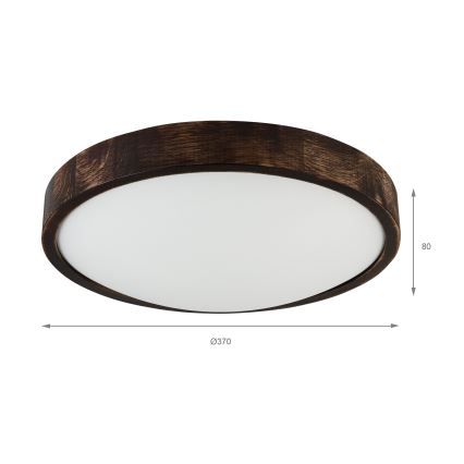 LED-kattovalaisin OAK SMOKY SLIM, 36 W, 230 V, 4000 K, Ø 37 cm, tammi/tummanruskea