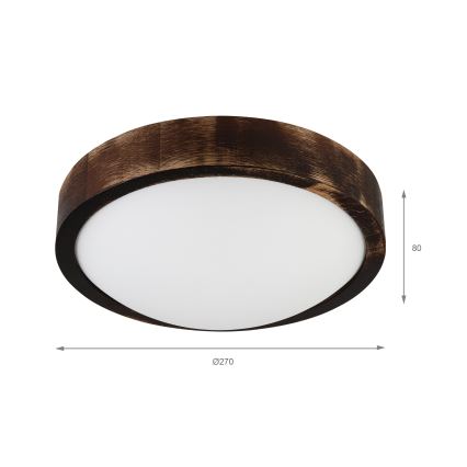 LED-kattovalaisin OAK SMOKY SLIM LED/20W/230V 4000K halkaisija 27 cm tammi/tummanruskea