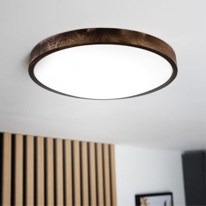 LED-kattovalaisin OAK SMOKY SLIM LED/36W/230V 4000K halkaisija 47 cm tammi/tummanruskea