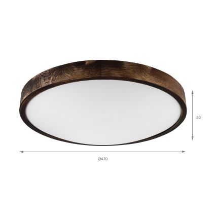 LED-kattovalaisin OAK SMOKY SLIM LED/36W/230V 4000K halkaisija 47 cm tammi/tummanruskea
