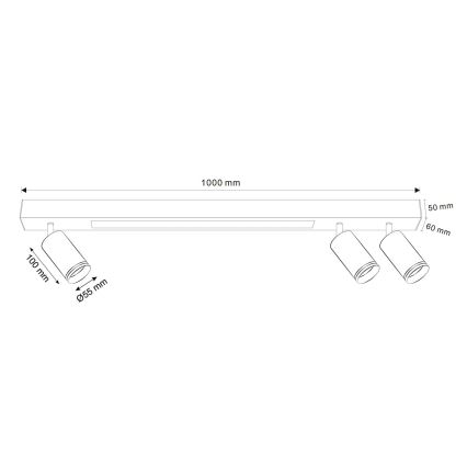 LED-kattovalaisin PARIISI LED/24W/230V + 3xGU10/10W musta