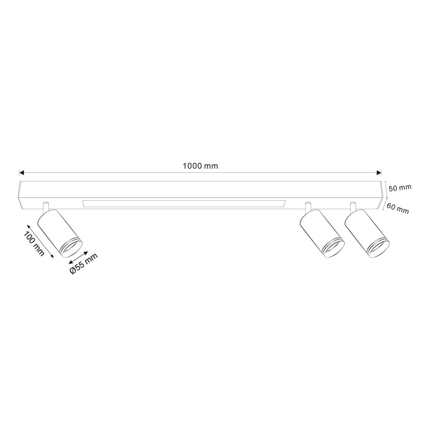LED-kattovalaisin PARIISI LED/24W/230V + 3xGU10/10W musta