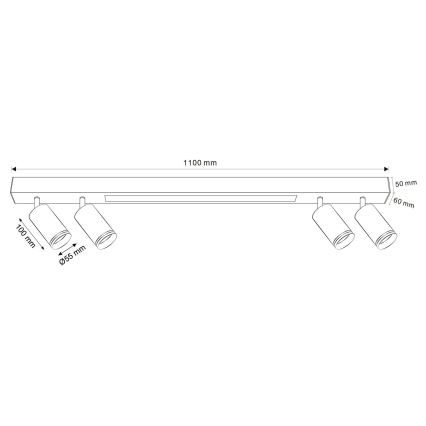 LED-kattovalaisin PARIISI LED/24W/230V + 4xGU10/10W musta