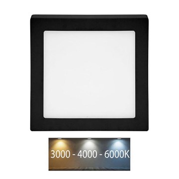 LED-kattovalaisin RAFA LED/12W/230V 3000/4000/6000K 17x17 cm musta