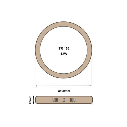 LED-kattovalaisin RING LED/12W/230V 4200K halkaisija 16 cm ruskea