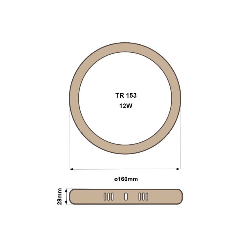 LED-kattovalaisin RING LED/12W/230V 4200K halkaisija 16 cm ruskea