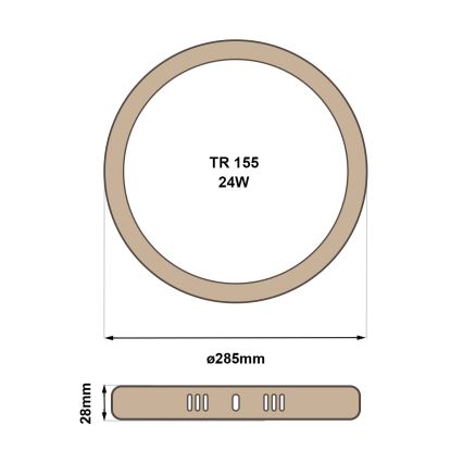 LED-kattovalaisin RING LED/24W/230V 4200K halkaisija 28,5 cm ruskea