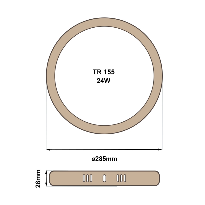 LED-kattovalaisin RING LED/24W/230V 4200K halkaisija 28,5 cm ruskea