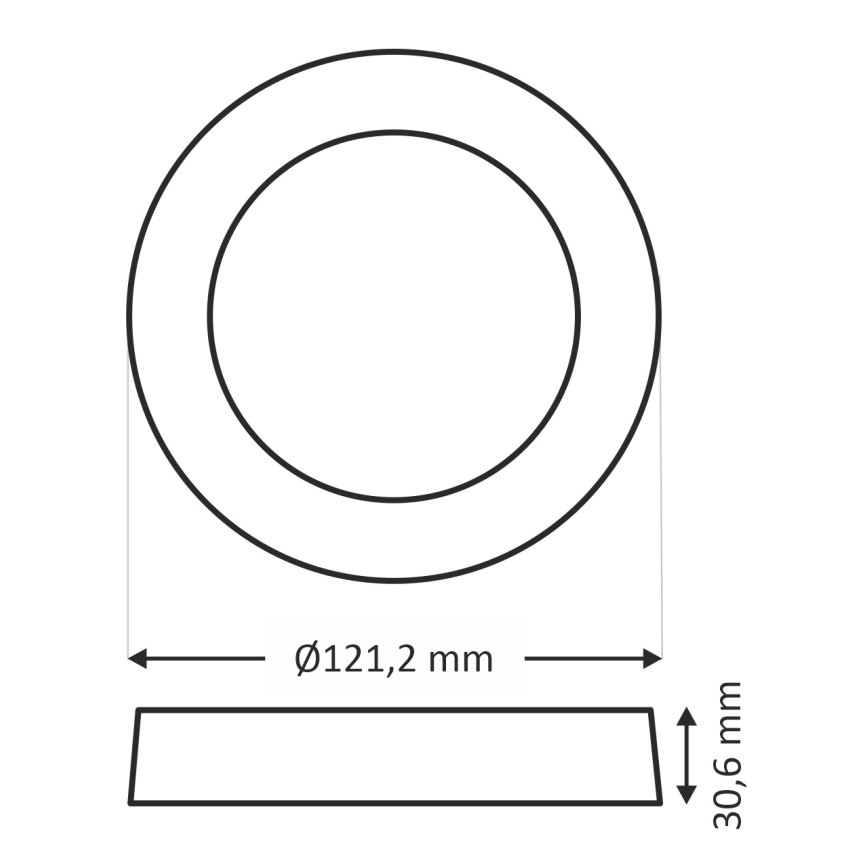LED-kattovalaisin ROUND LED/6W/230V 4000K halkaisija 12,1 cm musta