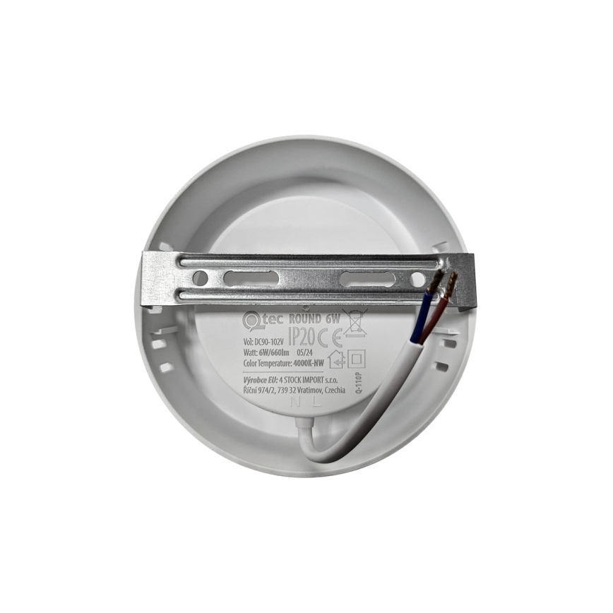 LED-kattovalaisin ROUND LED/6W/230V 4000K halkaisija 12,1 cm valkoinen