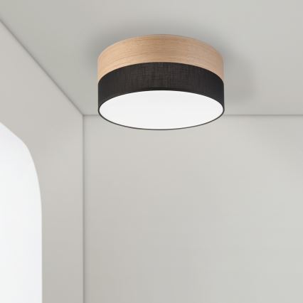 LED-kattovalaisin SIRJA WOOD LED/20W/230V halkaisija 35 cm musta/tammi