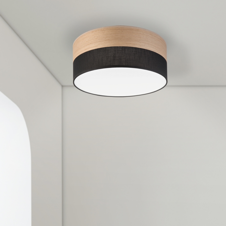 LED-kattovalaisin SIRJA WOOD LED/20W/230V halkaisija 35 cm musta/tammi