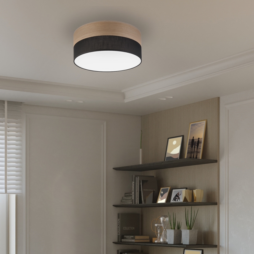 LED-kattovalaisin SIRJA WOOD LED/20W/230V halkaisija 35 cm musta/tammi