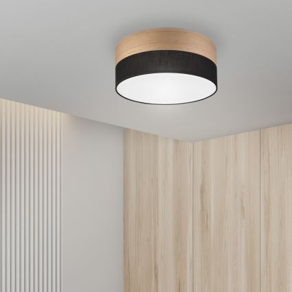 LED-kattovalaisin SIRJA WOOD LED/20W/230V halkaisija 35 cm musta/tammi