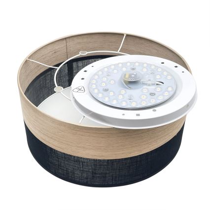 LED-kattovalaisin SIRJA WOOD LED/20W/230V halkaisija 35 cm musta/tammi