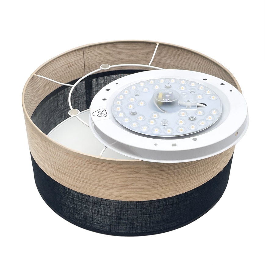 LED-kattovalaisin SIRJA WOOD LED/20W/230V halkaisija 35 cm musta/tammi