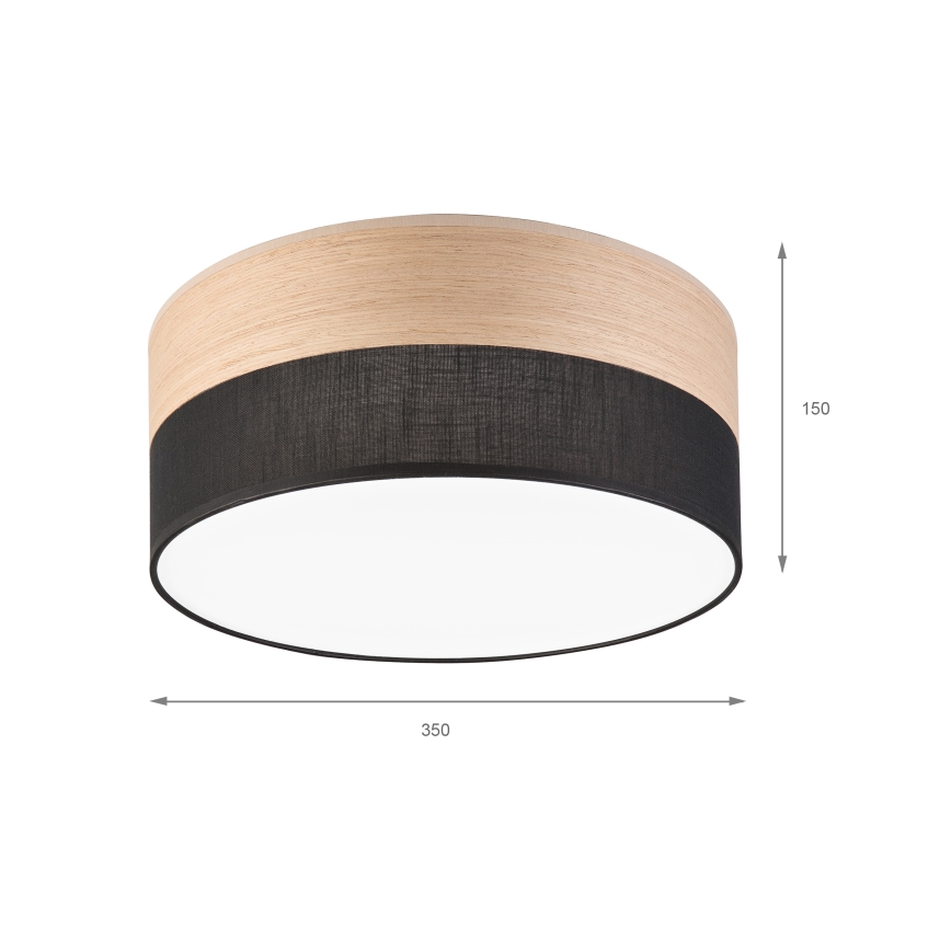 LED-kattovalaisin SIRJA WOOD LED/20W/230V halkaisija 35 cm musta/tammi