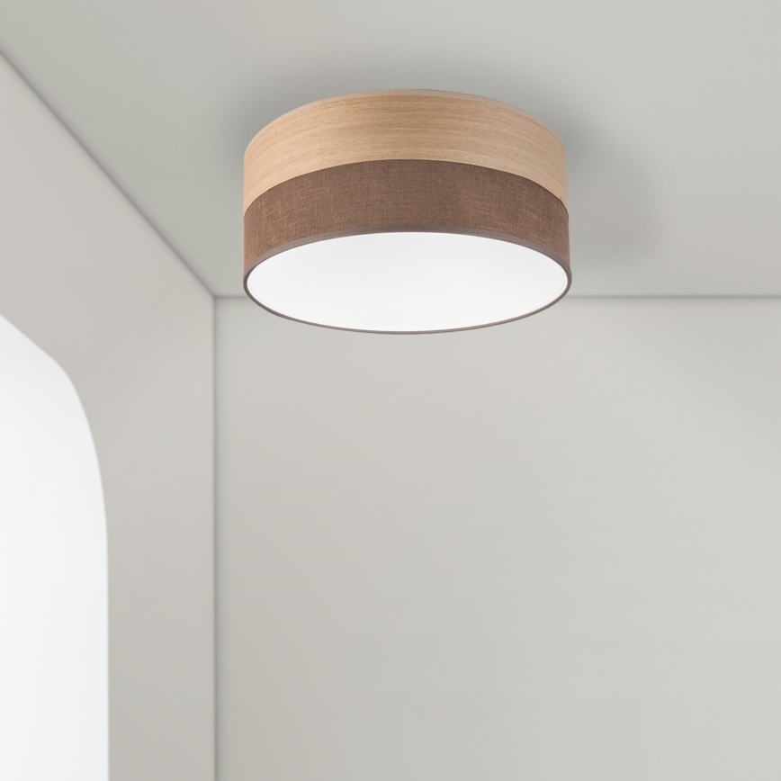 LED-kattovalaisin SIRJA WOOD LED/20W/230V halkaisija 35 cm ruskea/tammi