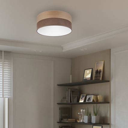 LED-kattovalaisin SIRJA WOOD LED/20W/230V halkaisija 35 cm ruskea/tammi
