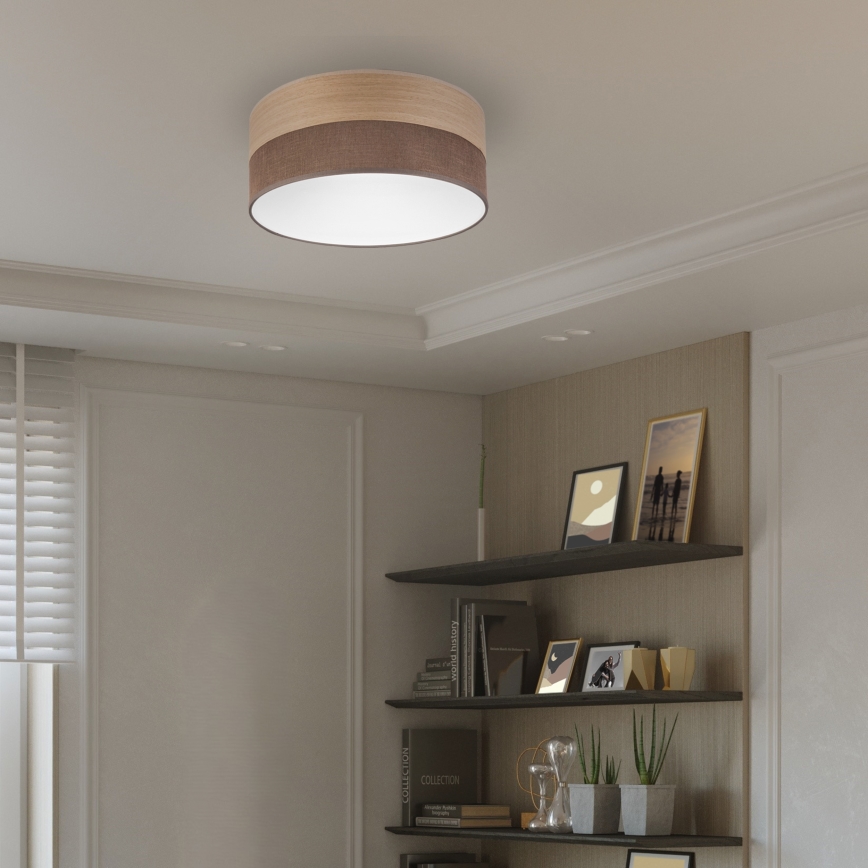 LED-kattovalaisin SIRJA WOOD LED/20W/230V halkaisija 35 cm ruskea/tammi