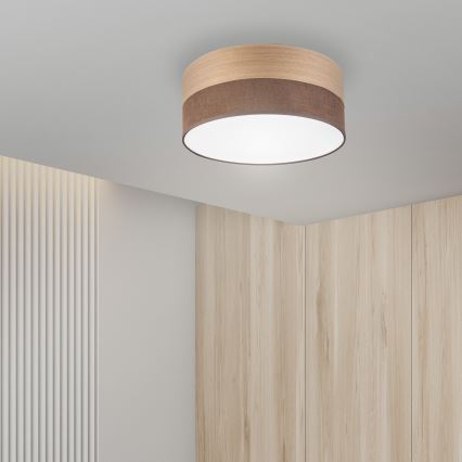 LED-kattovalaisin SIRJA WOOD LED/20W/230V halkaisija 35 cm ruskea/tammi