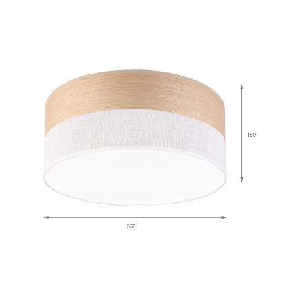 LED-kattovalaisin SIRJA WOOD LED/20W/230V halkaisija 35 cm valkoinen/tammi