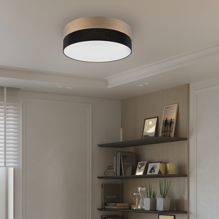 LED-kattovalaisin SIRJA WOOD LED/36W/230V halkaisija 45 cm musta/tammi