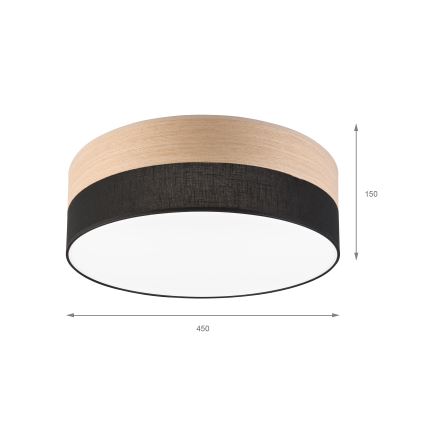 LED-kattovalaisin SIRJA WOOD LED/36W/230V halkaisija 45 cm musta/tammi