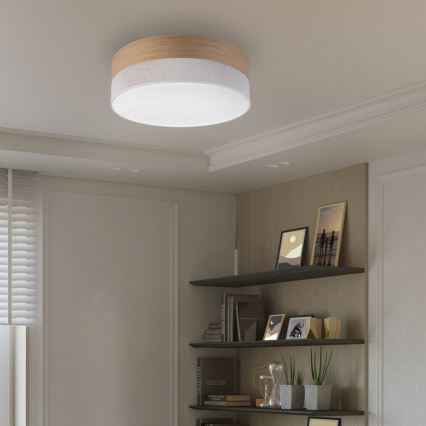 LED-kattovalaisin SIRJA WOOD LED/36W/230V halkaisija 45 cm valkoinen/tammi