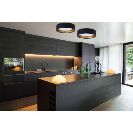 LED Himmennettävä kattovalaisin SMART GALAXY LED/36W/230V d. 55 cm 2700-6500K Wi-Fi Tuya musta/kulta + kaukosäädin