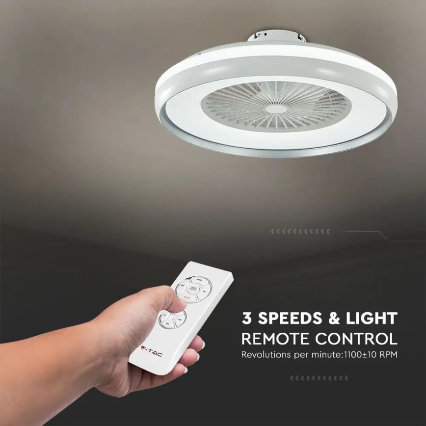 LED-kattovalaisin tuulettimella LED/45W/230V 3000/4000/6500K harmaa + kauko-ohjaus