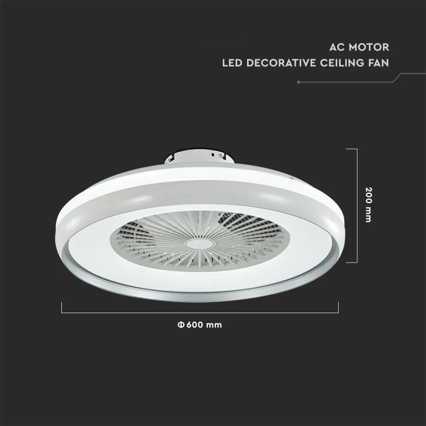 LED-kattovalaisin tuulettimella LED/45W/230V 3000/4000/6500K harmaa + kauko-ohjaus