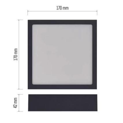 LED Kattovalo NEXXO LED/12,5W/230V 3000/3500/4000K 17x17 cm musta